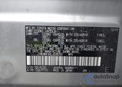 2020 Toyota Rav4 Hybrid Xse from USA, damaged, VIN JTMEWRFVXLJ038250